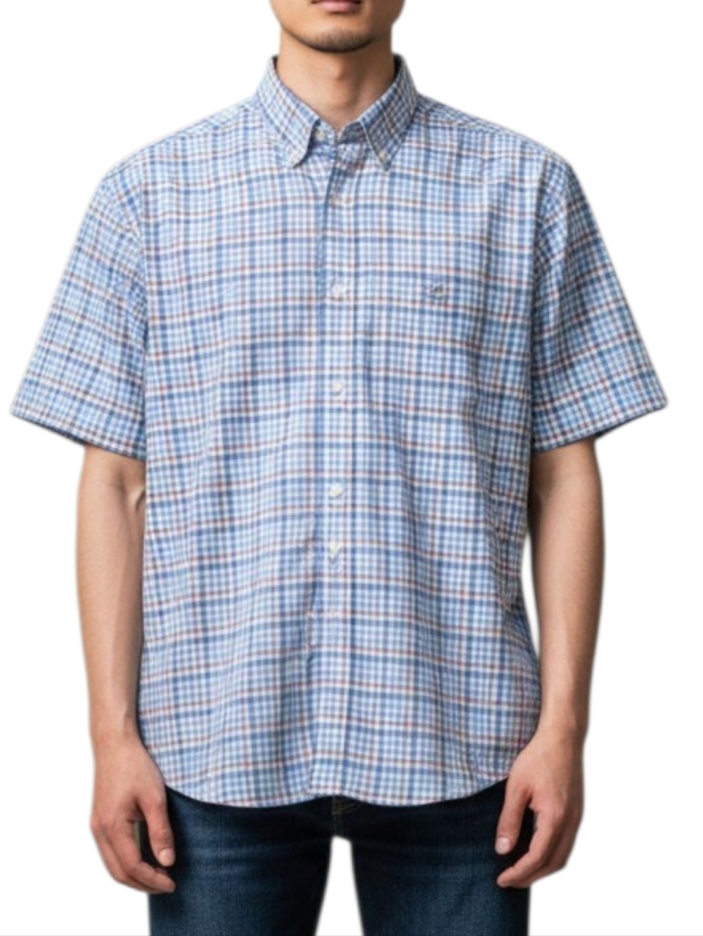 Southern Pine Men's Light Blue Plaid Button Down Shirt